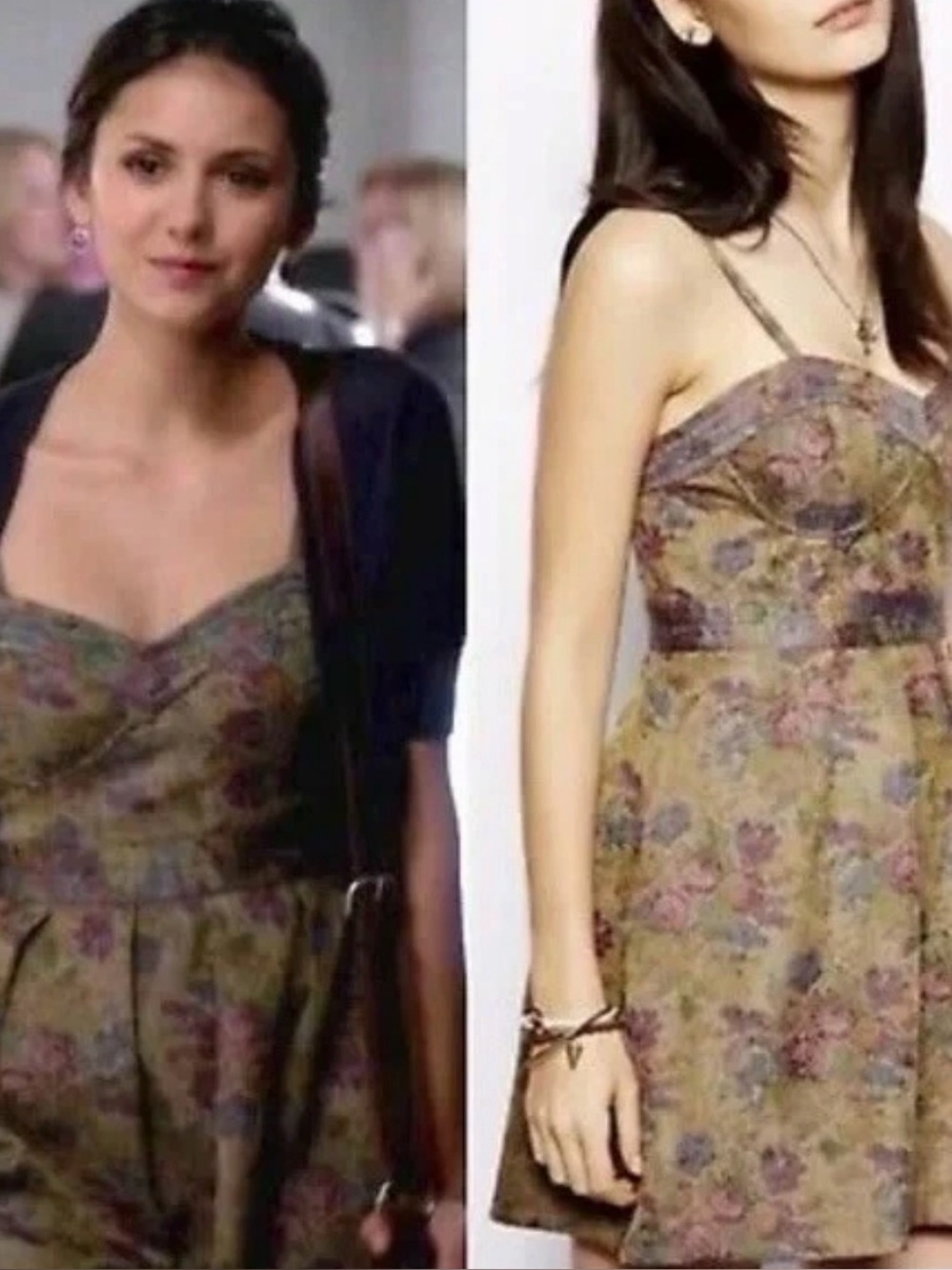 Free People Foiled Tapestry Dress ASO Elena Gilbert Vampire Diaries Corset Mini - Picture 2 of 8